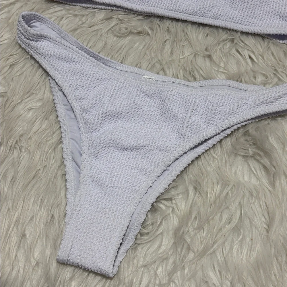 NWOT Yimisan Off White Textured One Shoulder 2 Piece Swim Suit Size L